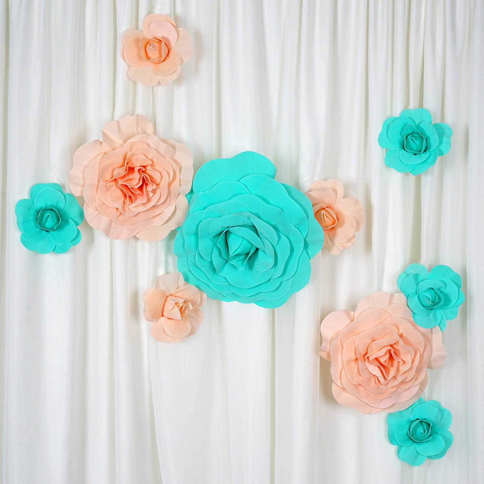 16" wide Artificial Large Roses Flowers Wall Backdrop Party Wedding Decorations - Picture 11 of 24