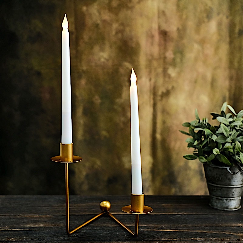 2 Gold 2 arm Metal Geometric Candelabra CANDLE HOLDERS V