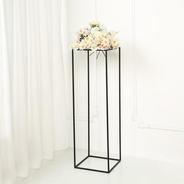 2 MATTE BLACK 40″ tall Geometric Metal Stands Flower Vase Holders Centerpieces