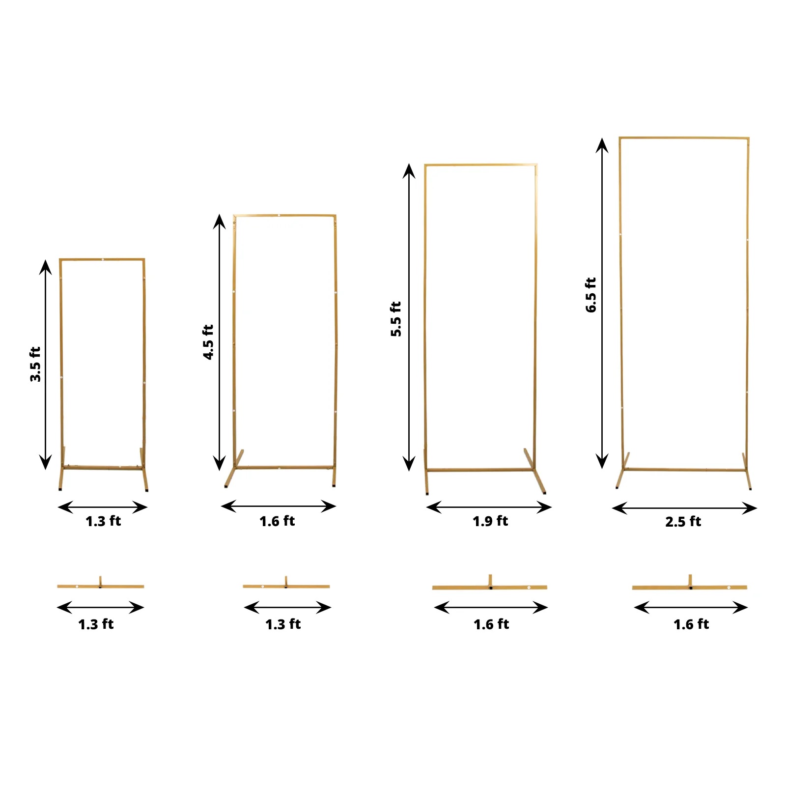 GOLD 4 Rectangular Metal Floral Display Frame Arch Backdrop STAND Set Events detailed image 2