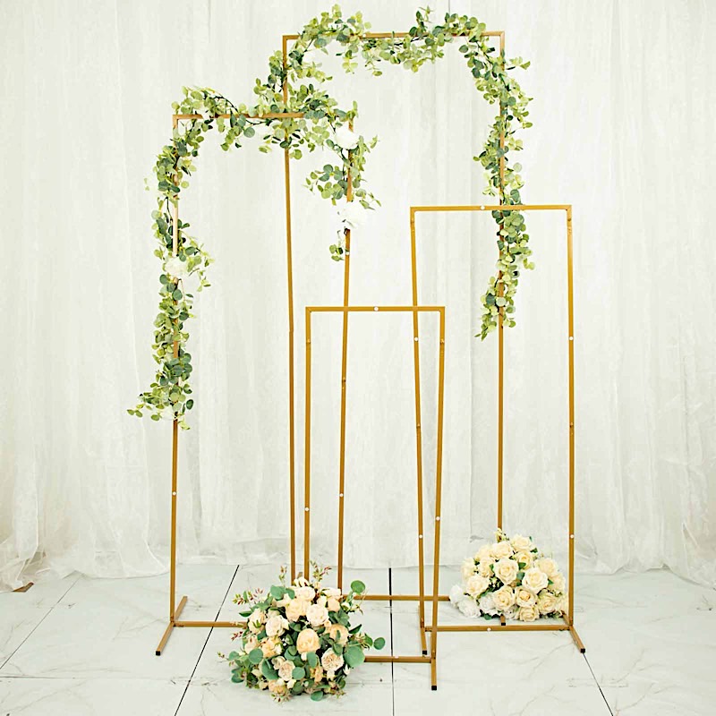 GOLD 4 Rectangular Metal Floral Display Frame Arch Backdrop STAND Set Events detailed image 8