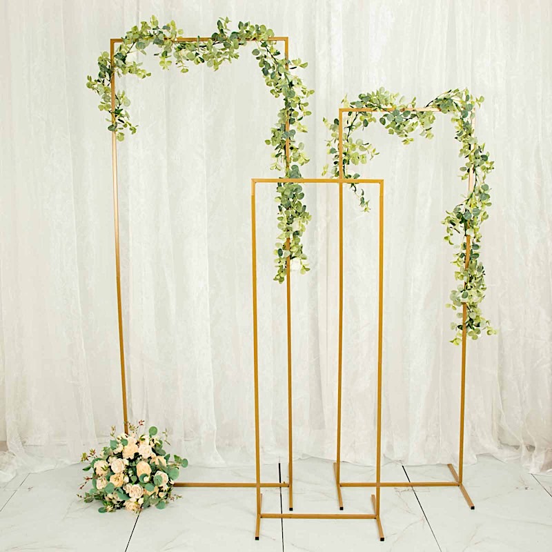 GOLD 4 Rectangular Metal Floral Display Frame Arch Backdrop STAND Set Events detailed image 7