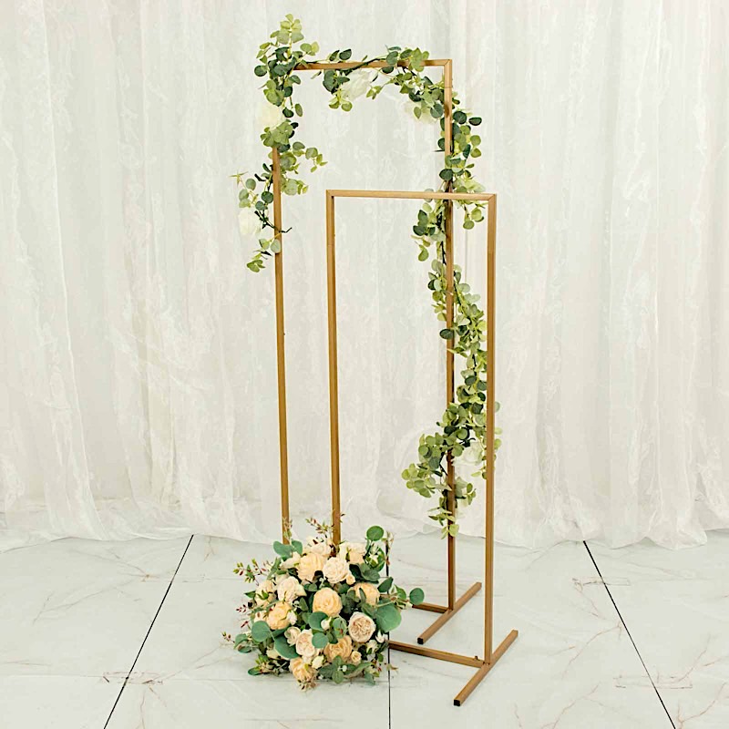 GOLD 4 Rectangular Metal Floral Display Frame Arch Backdrop STAND Set Events detailed image 4