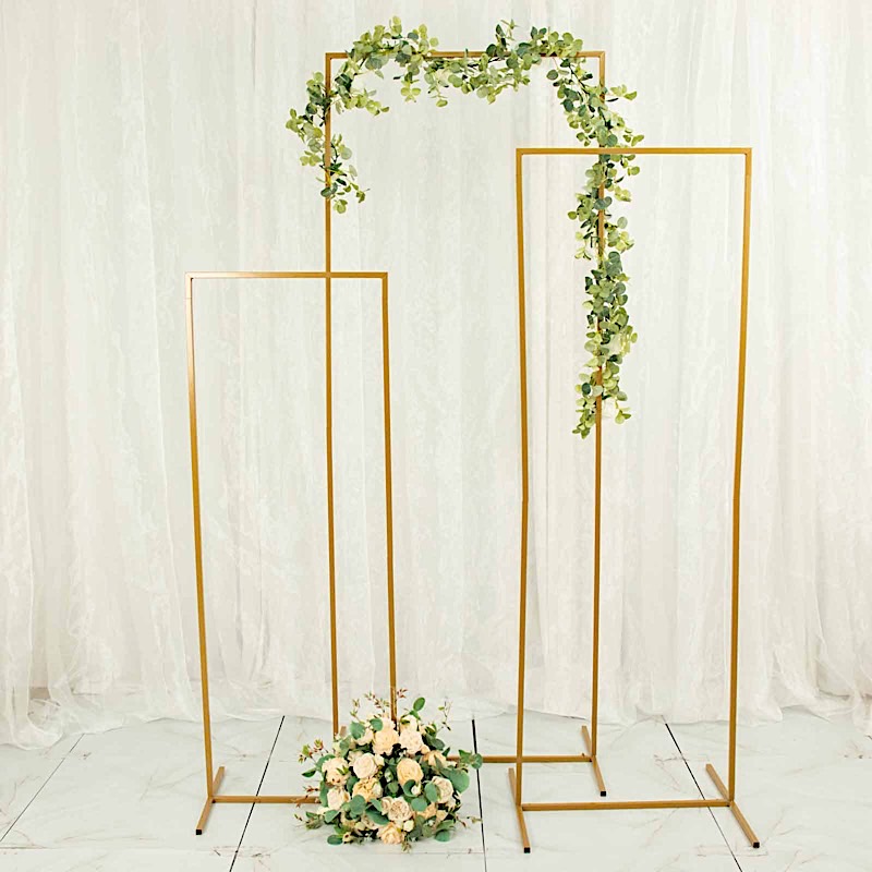 GOLD 4 Rectangular Metal Floral Display Frame Arch Backdrop STAND Set Events detailed image 5
