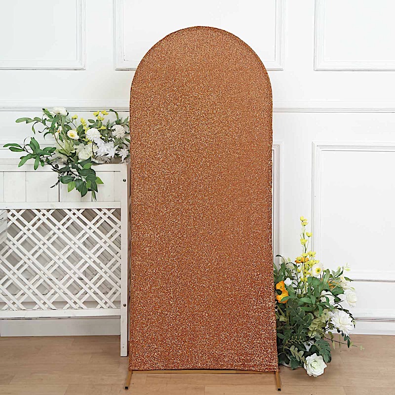 5 ft Metallic Fitted Spandex Round Top Wedding Arch Backdrop Stand Cover Party - Picture 9 of 58
