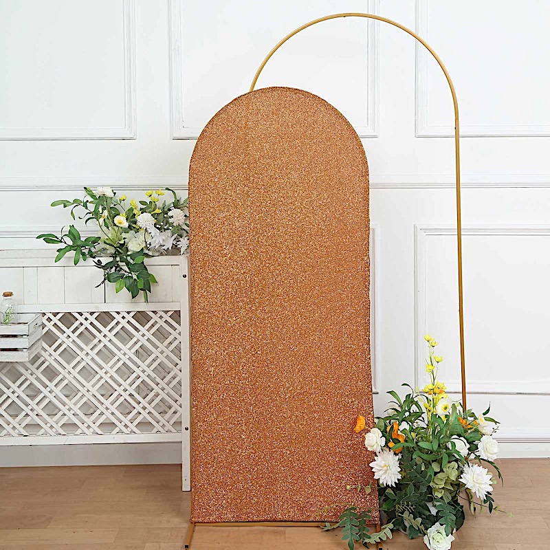 5 ft Metallic Fitted Spandex Round Top Wedding Arch Backdrop Stand Cover Party - Picture 5 of 58