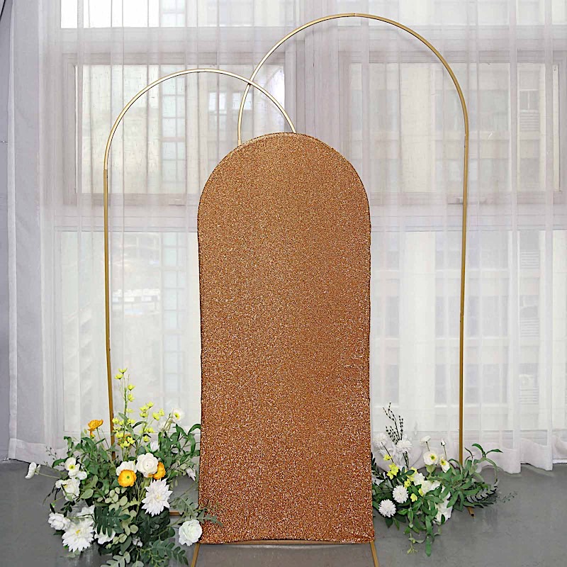5 ft Metallic Fitted Spandex Round Top Wedding Arch Backdrop Stand Cover Party - Picture 6 of 58