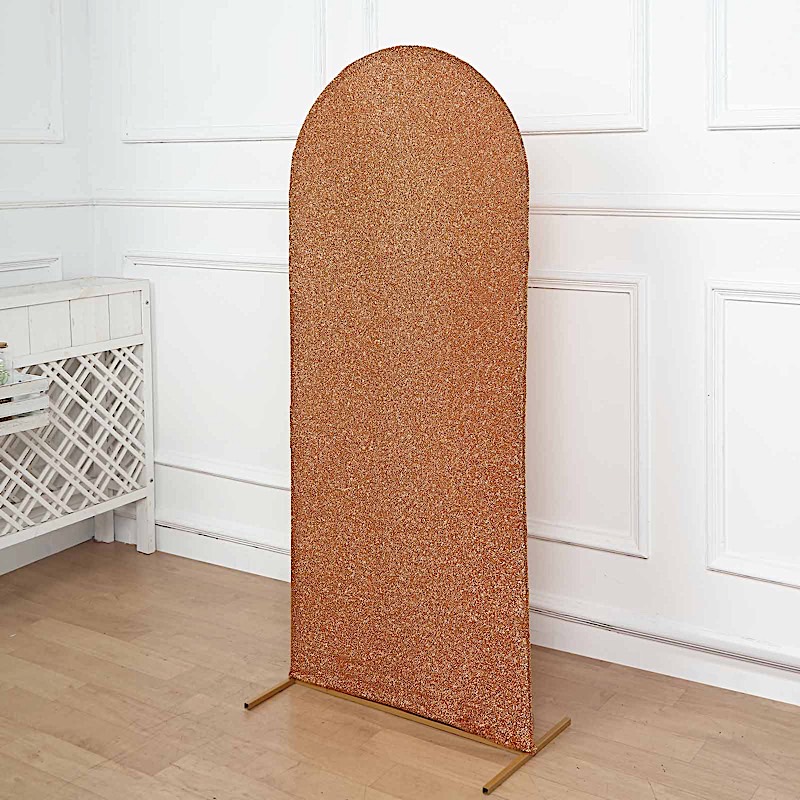 5 ft Metallic Fitted Spandex Round Top Wedding Arch Backdrop Stand Cover Party - Picture 7 of 58