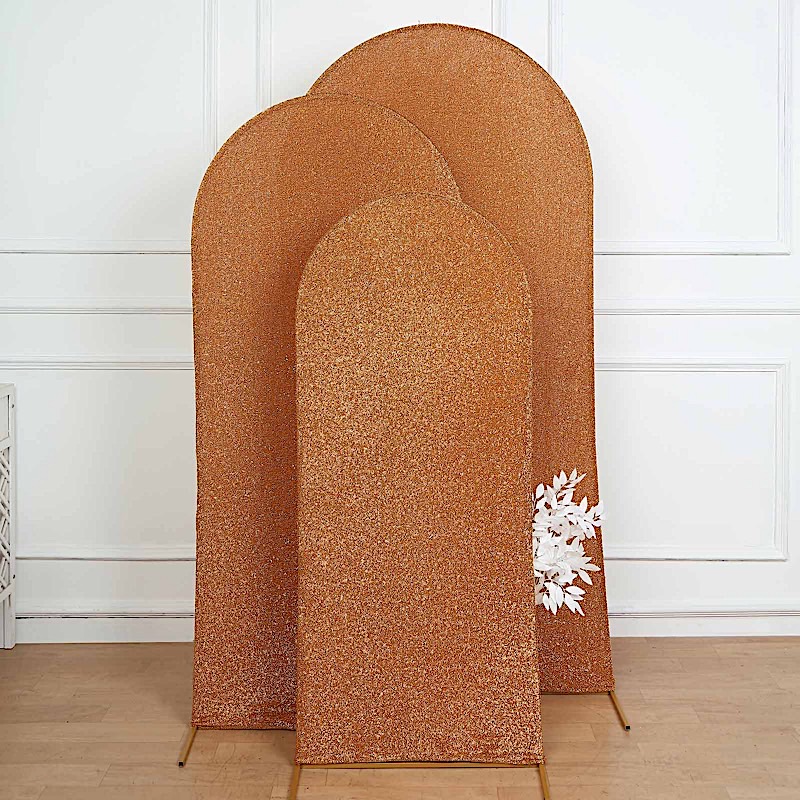 5 ft Metallic Fitted Spandex Round Top Wedding Arch Backdrop Stand Cover Party - Picture 8 of 58