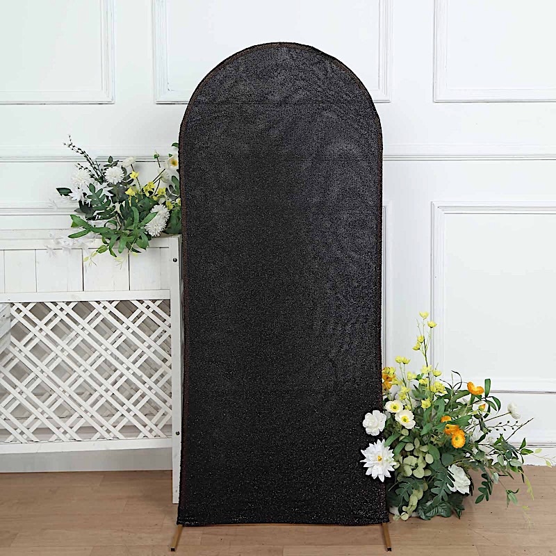 5 ft Metallic Fitted Spandex Round Top Wedding Arch Backdrop Stand Cover Party - Picture 14 of 58