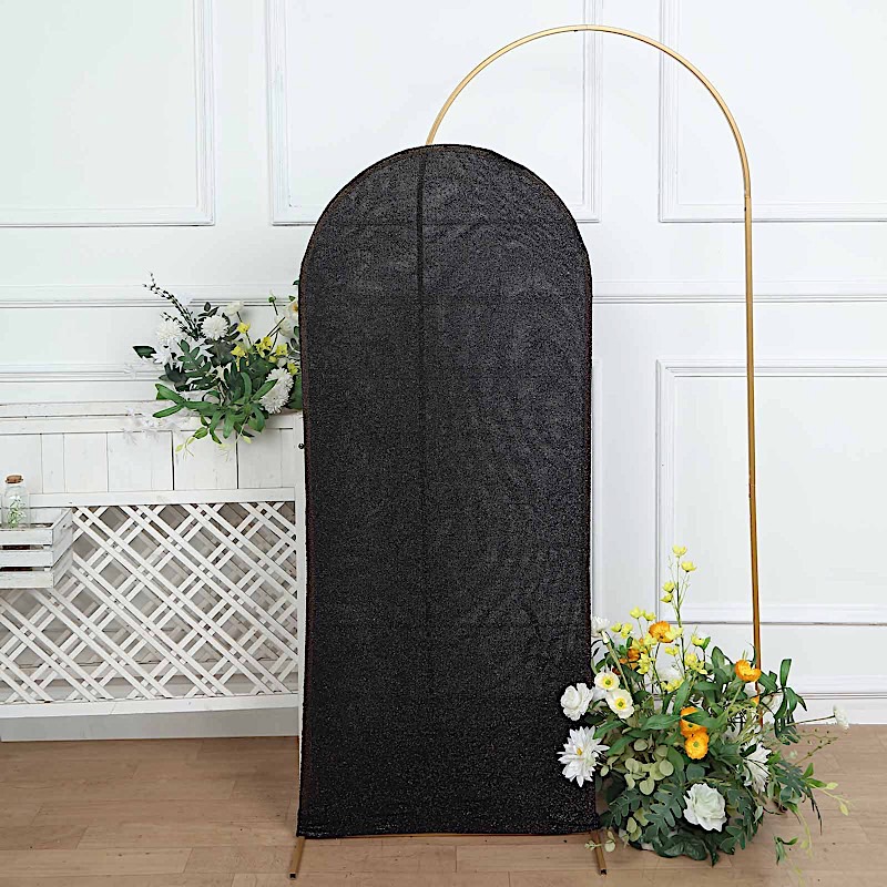 5 ft Metallic Fitted Spandex Round Top Wedding Arch Backdrop Stand Cover Party - Picture 13 of 58
