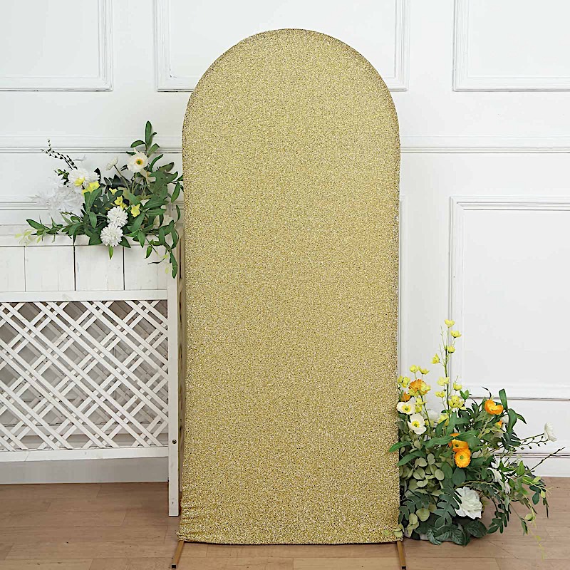 5 ft Metallic Fitted Spandex Round Top Wedding Arch Backdrop Stand Cover Party - Picture 28 of 58