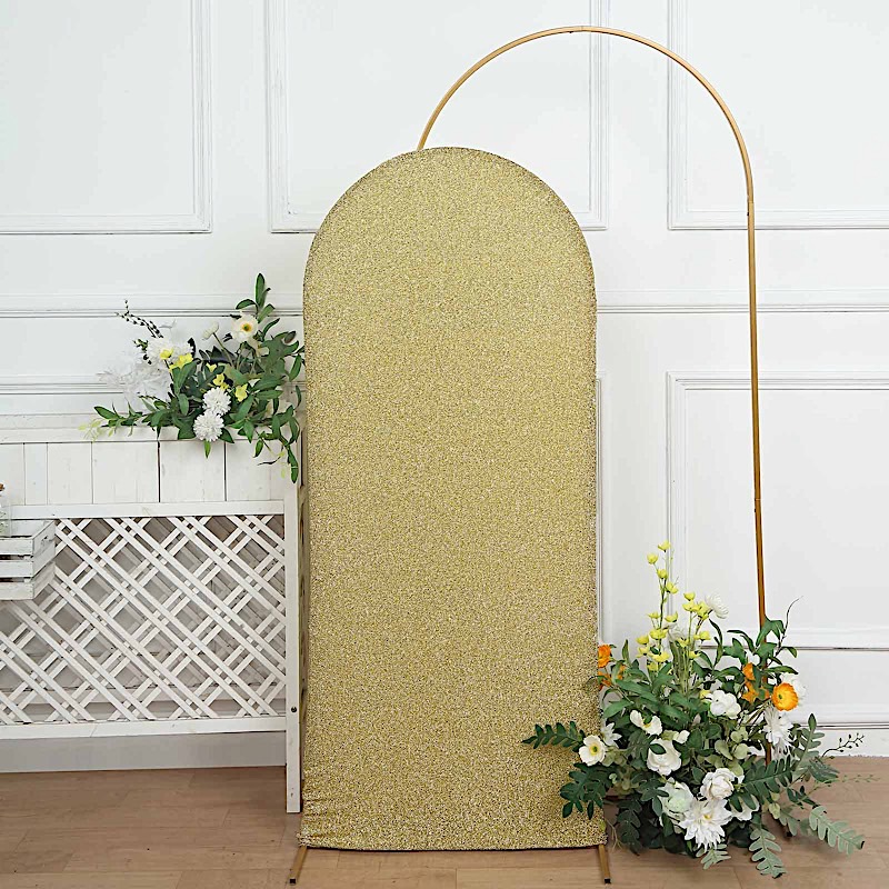 5 ft Metallic Fitted Spandex Round Top Wedding Arch Backdrop Stand Cover Party - Picture 29 of 58