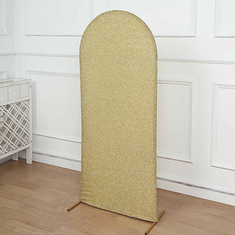 5 ft Metallic Fitted Spandex Round Top Wedding Arch Backdrop Stand Cover Party - Picture 33 of 58