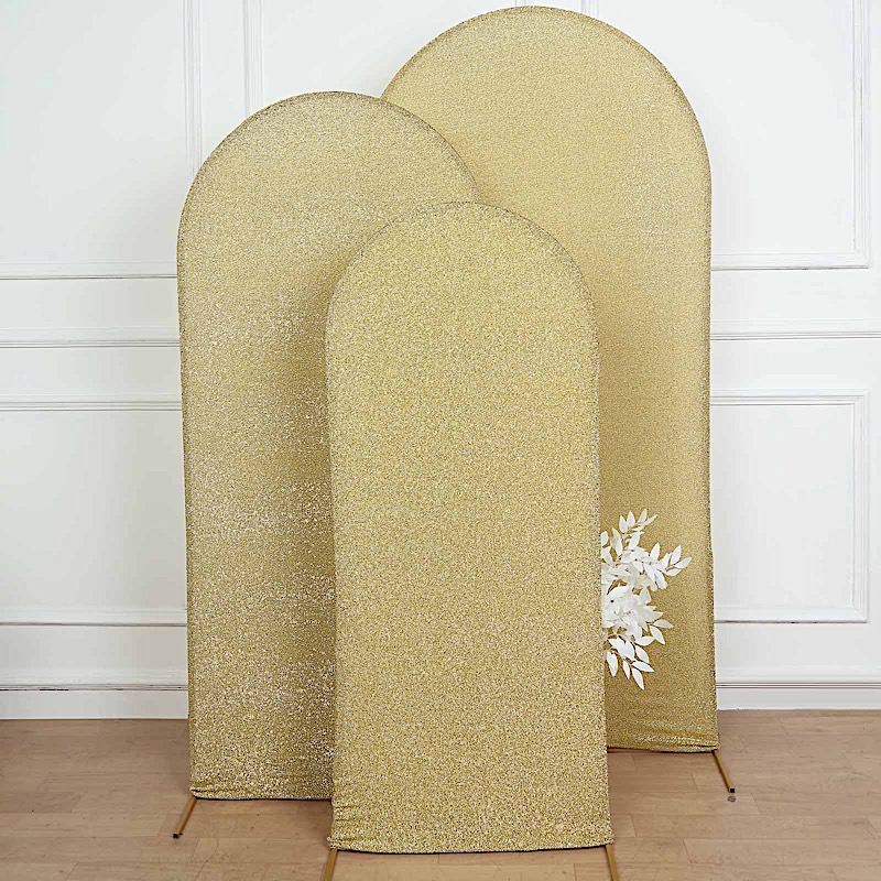 5 ft Metallic Fitted Spandex Round Top Wedding Arch Backdrop Stand Cover Party - Picture 31 of 58