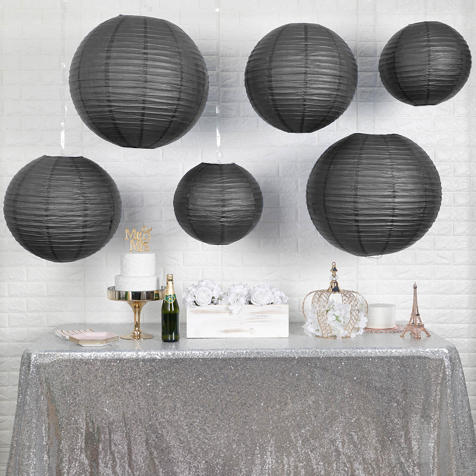 BULK PACK (100) 16" White Round Paper Lanterns, Even Ribbing, Hanging