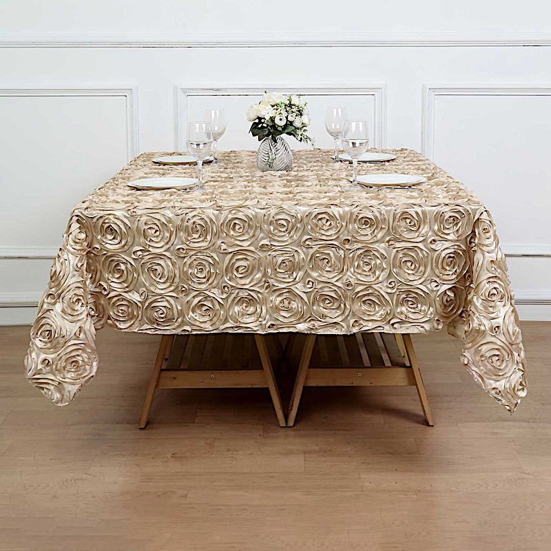 72x72" SATIN Raised Roses TABLE OVERLAYS Unique Wedding Party Toppers Linens - Picture 7 of 109