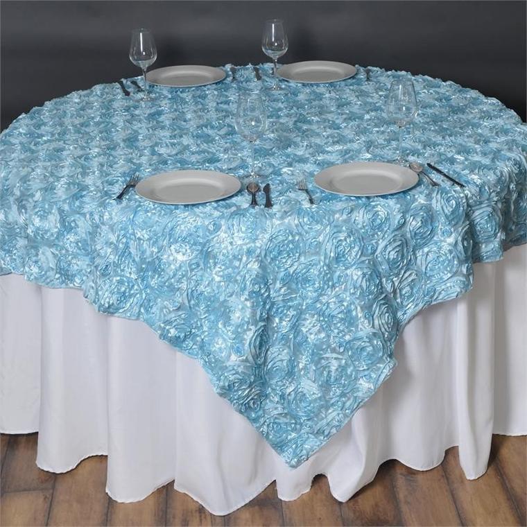 72x72" SATIN Raised Roses TABLE OVERLAYS Unique Wedding Party Toppers Linens - Picture 59 of 109