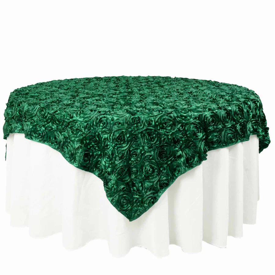 72x72" SATIN Raised Roses TABLE OVERLAYS Unique Wedding Party Toppers Linens - Picture 49 of 109