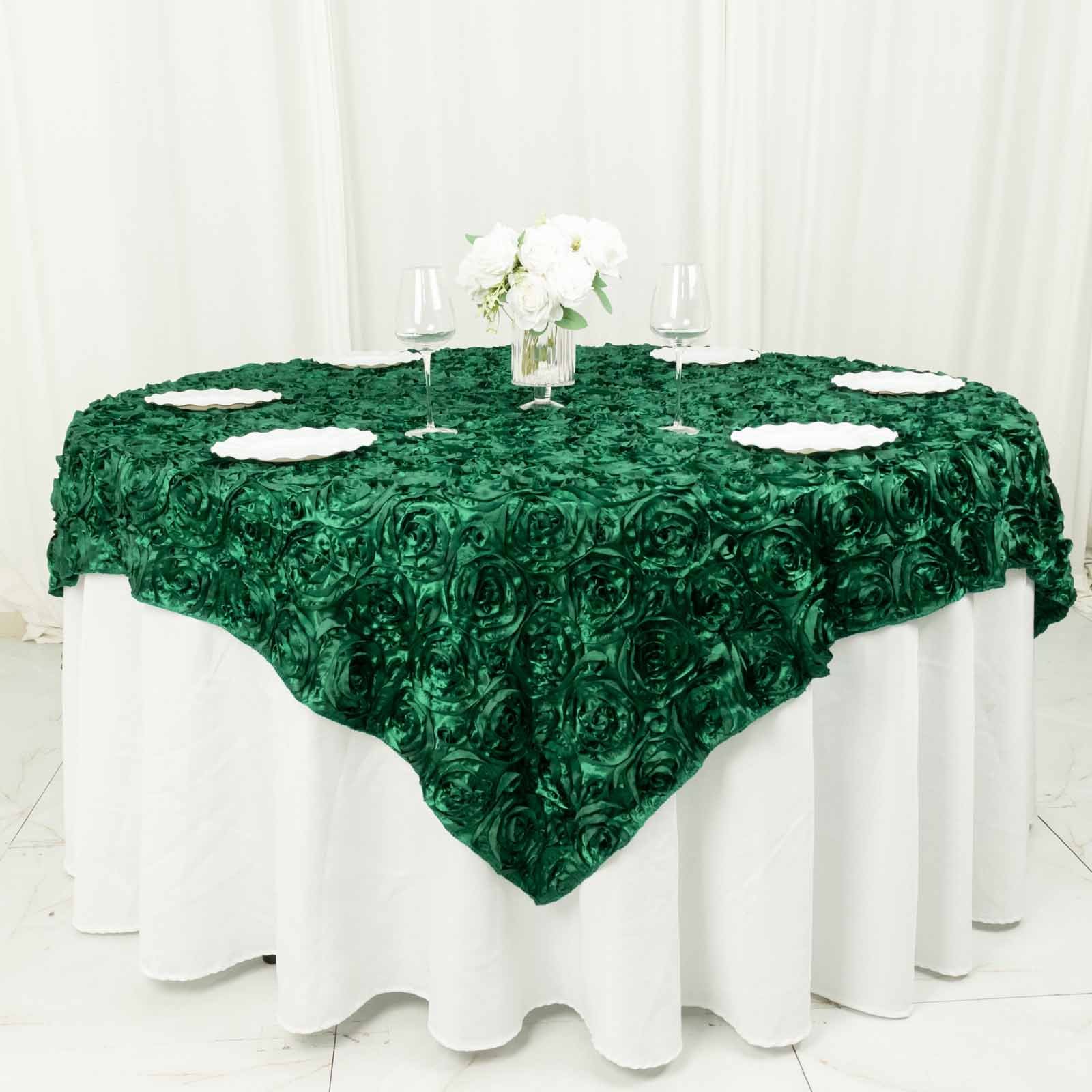 72x72" SATIN Raised Roses TABLE OVERLAYS Unique Wedding Party Toppers Linens - Picture 50 of 109