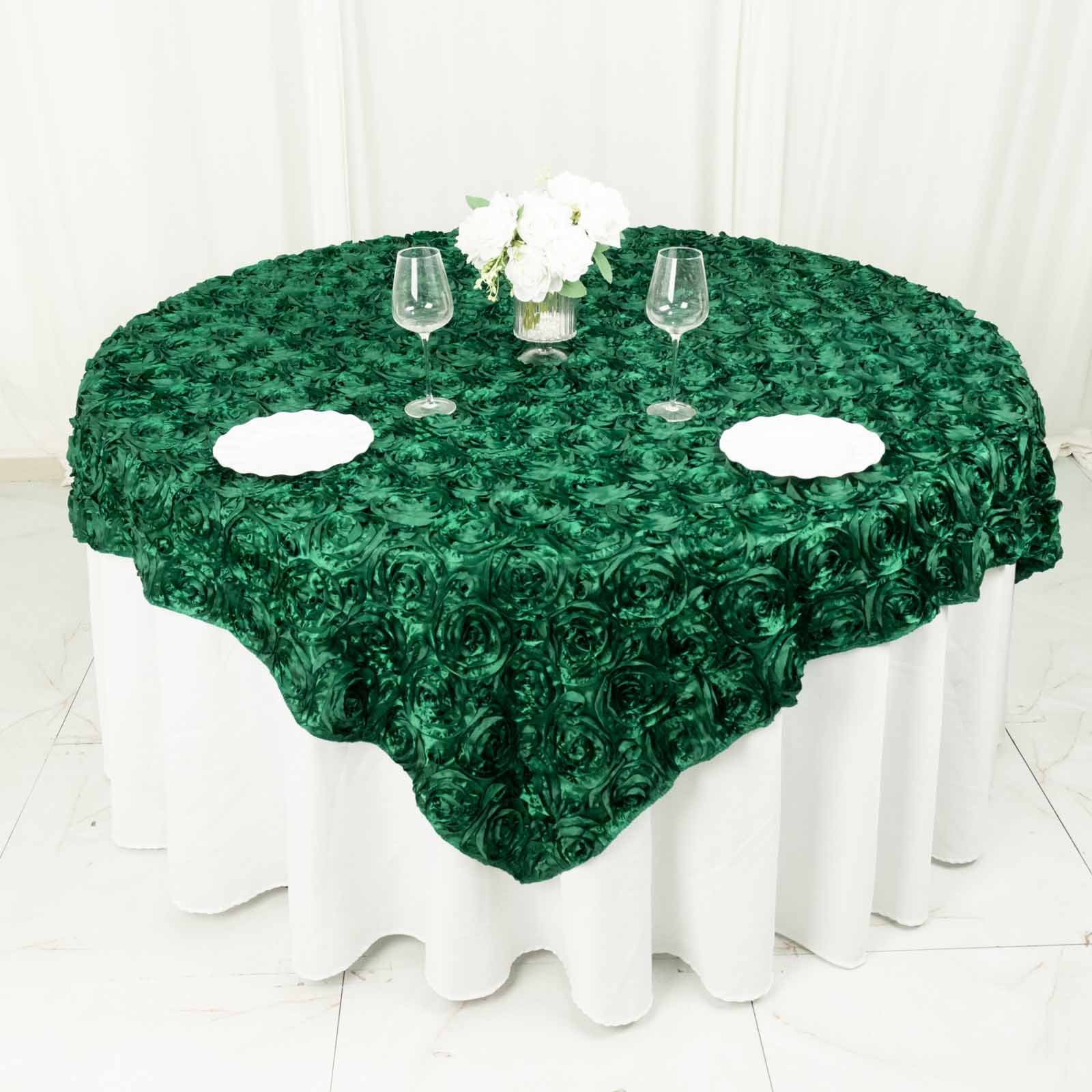72x72" SATIN Raised Roses TABLE OVERLAYS Unique Wedding Party Toppers Linens - Picture 51 of 109