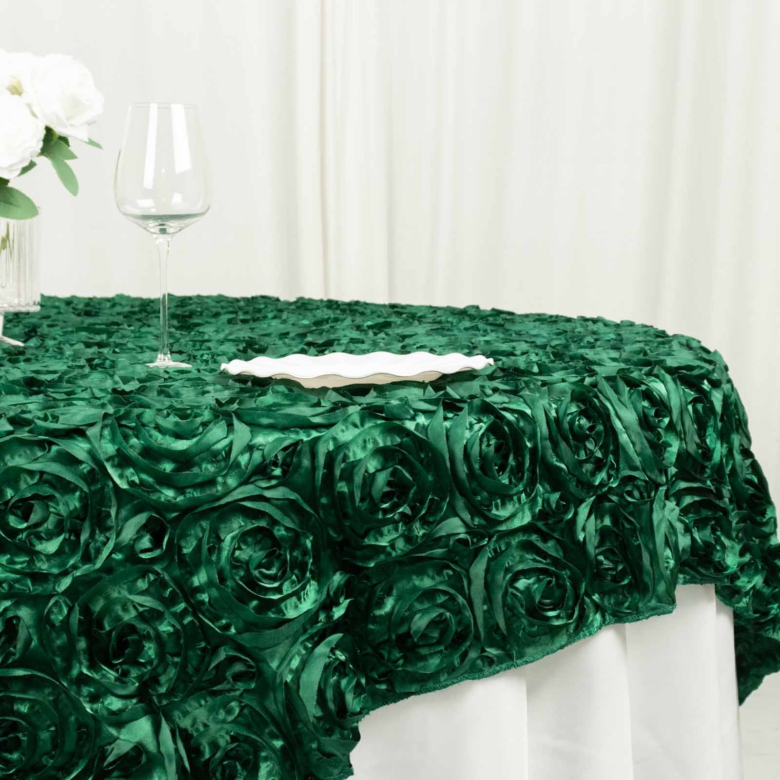 72x72" SATIN Raised Roses TABLE OVERLAYS Unique Wedding Party Toppers Linens - Picture 52 of 109