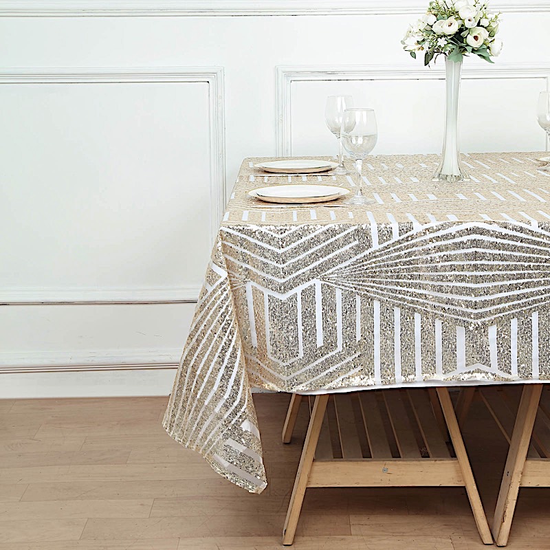 72x72 in Sequined Geometric Design Tulle Square TABLE OVERLAY Party Decorations - Picture 24 of 49