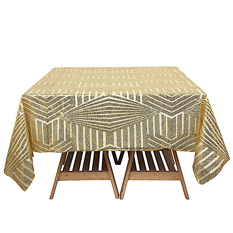 72x72 in Sequined Geometric Design Tulle Square TABLE OVERLAY Party Decorations - Picture 28 of 49