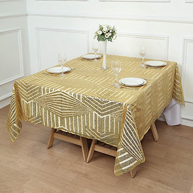 72x72 in Sequined Geometric Design Tulle Square TABLE OVERLAY Party Decorations - Picture 31 of 49