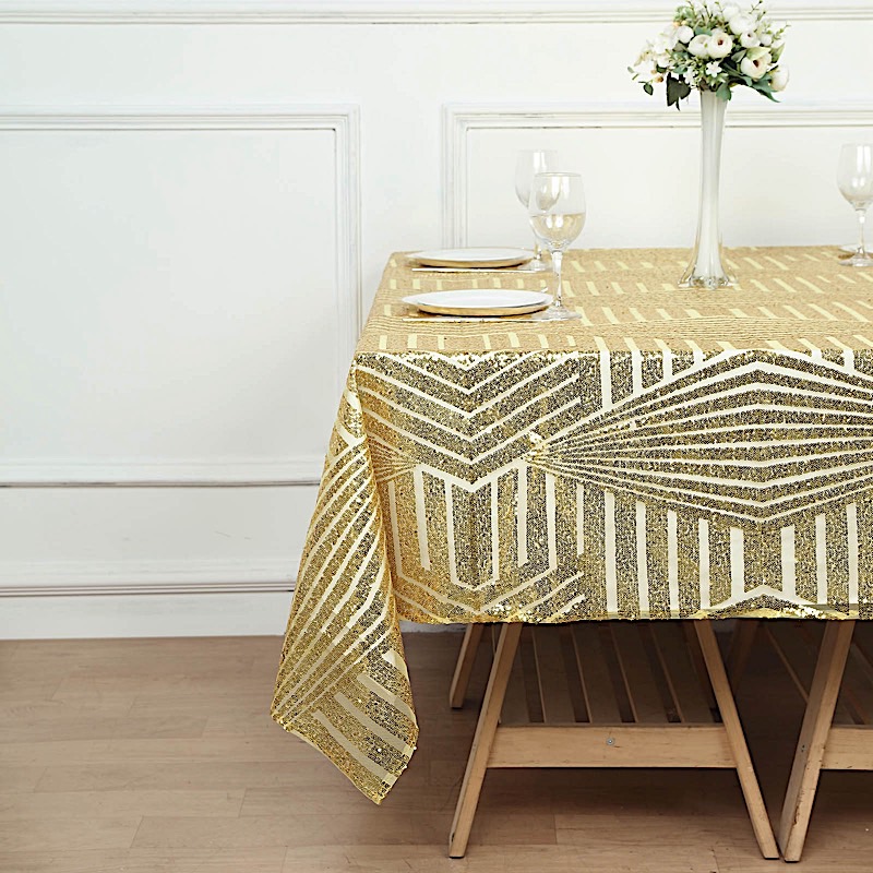 72x72 in Sequined Geometric Design Tulle Square TABLE OVERLAY Party Decorations - Picture 32 of 49