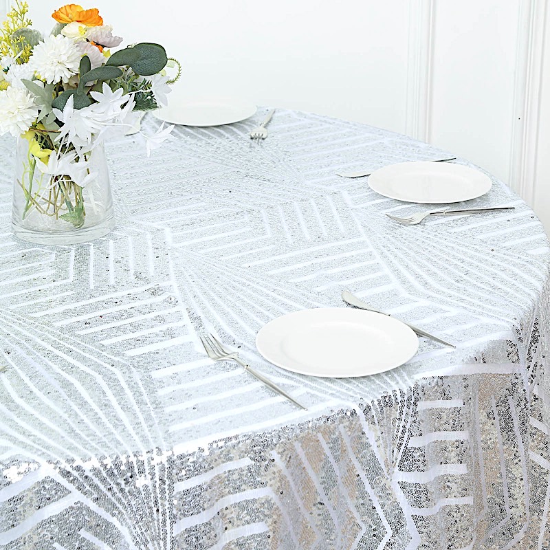 72x72 in Sequined Geometric Design Tulle Square TABLE OVERLAY Party Decorations - Picture 45 of 49