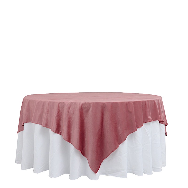 72"x72" Premium Velvet Square Table Overlay Wedding Table Linens Decorations - Picture 17 of 35