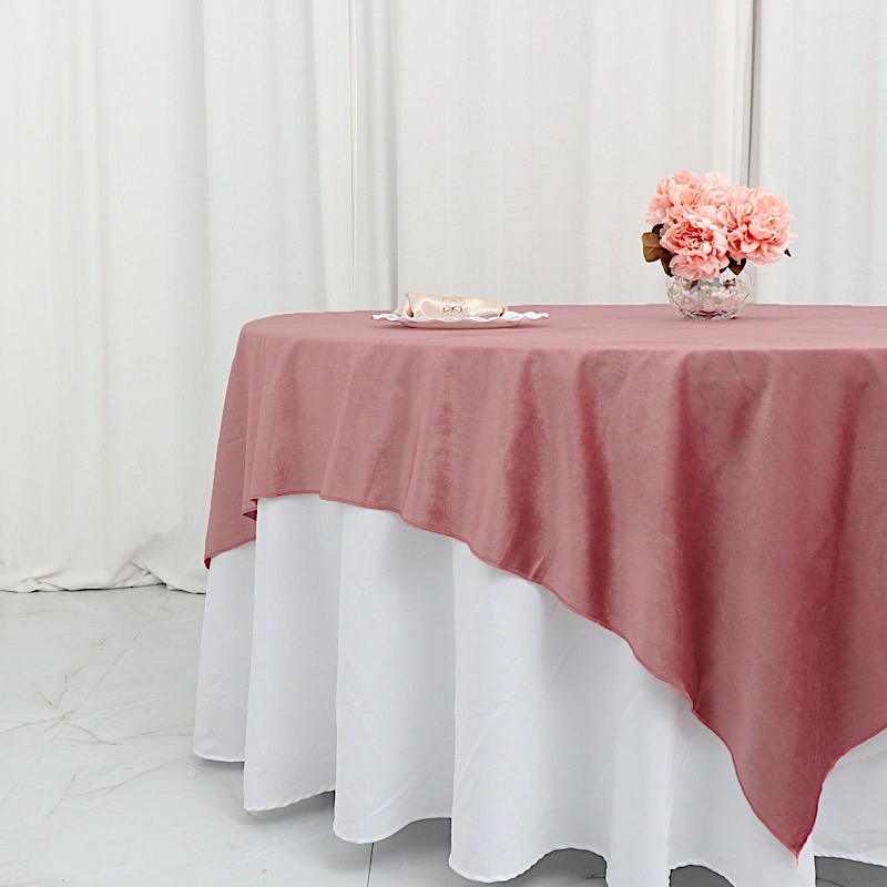 72"x72" Premium Velvet Square Table Overlay Wedding Table Linens Decorations - Picture 22 of 35