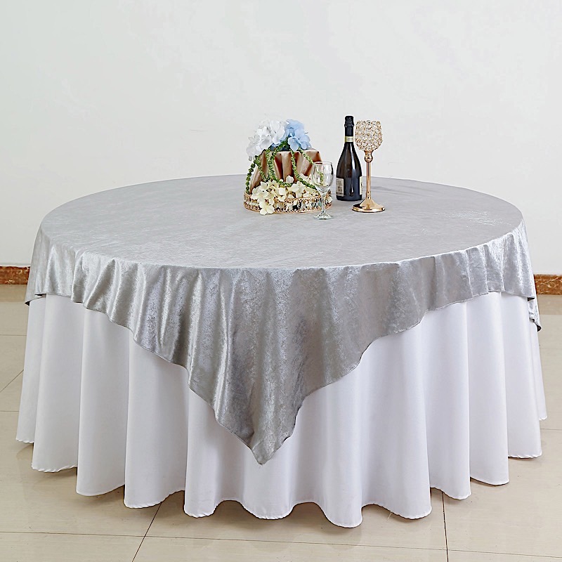 72"x72" Premium Velvet Square Table Overlay Wedding Table Linens Decorations - Picture 35 of 35
