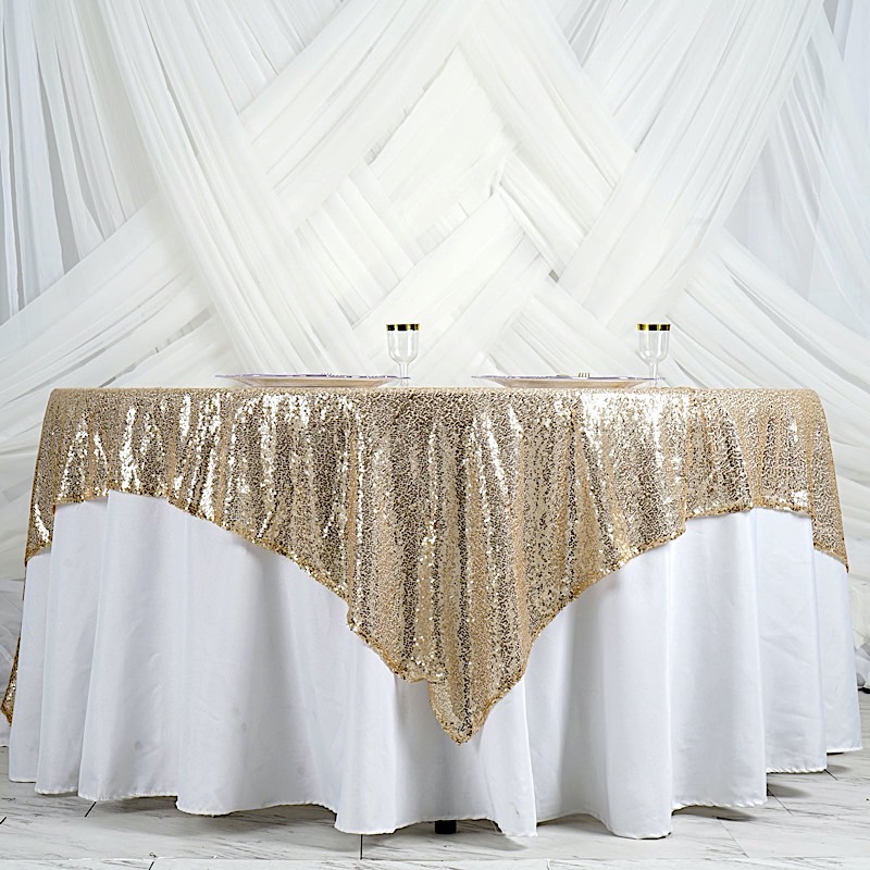 90" Square Sequined TABLE OVERLAY Designer Wedding Party Catering Event Linens - Picture 20 of 53