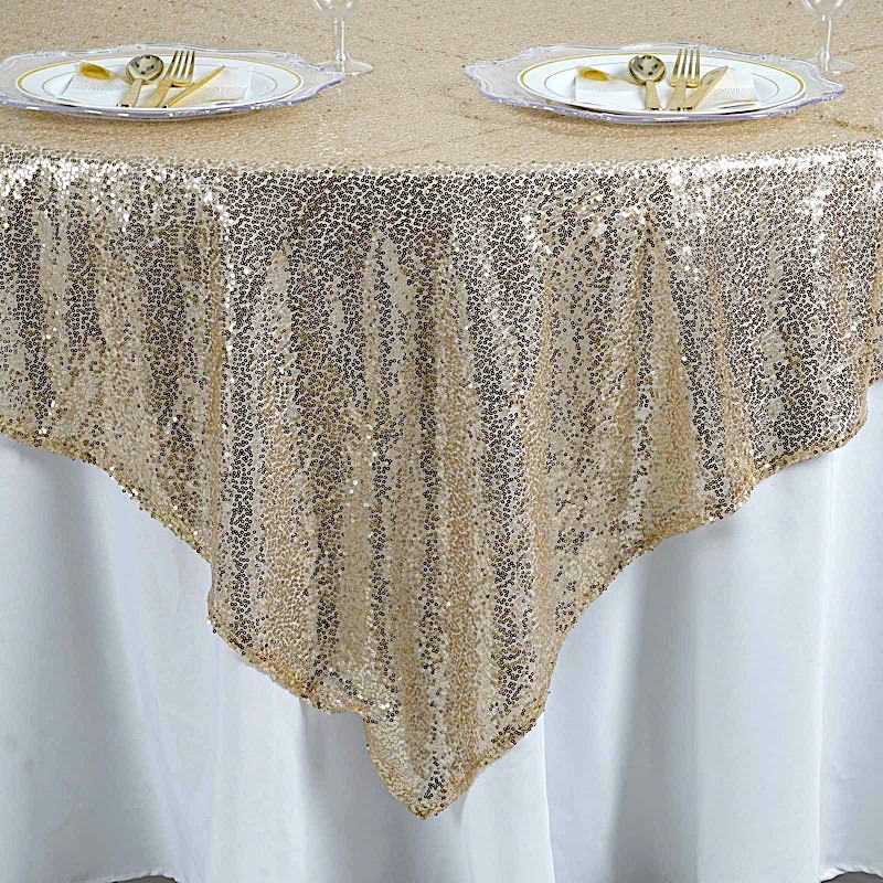 90" Square Sequined TABLE OVERLAY Designer Wedding Party Catering Event Linens - Picture 19 of 53