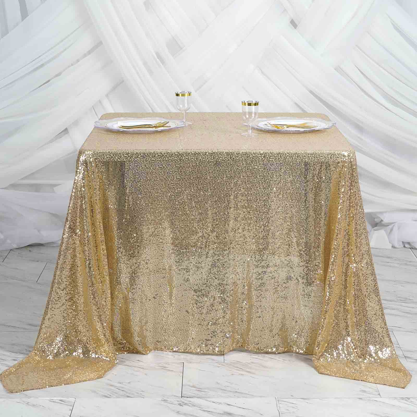 90" Square Sequined TABLE OVERLAY Designer Wedding Party Catering Event Linens - Picture 24 of 53