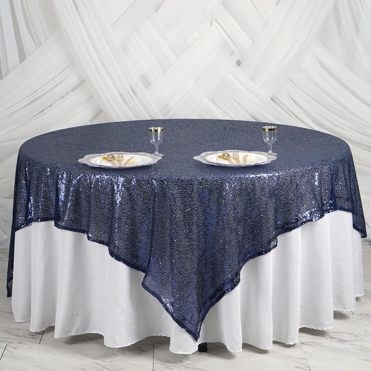 90" Square Sequined TABLE OVERLAY Designer Wedding Party Catering Event Linens - Picture 39 of 53