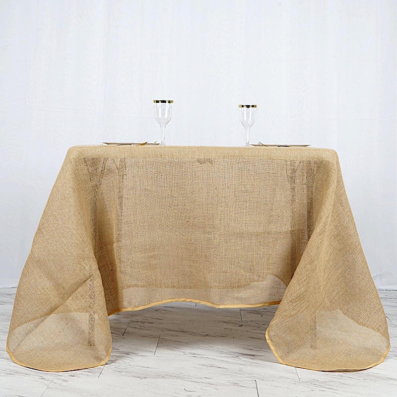 90x90" Natural Brown BURLAP SQUARE TABLE OVERLAY Wedding Party Tradeshow Linens product image view 3