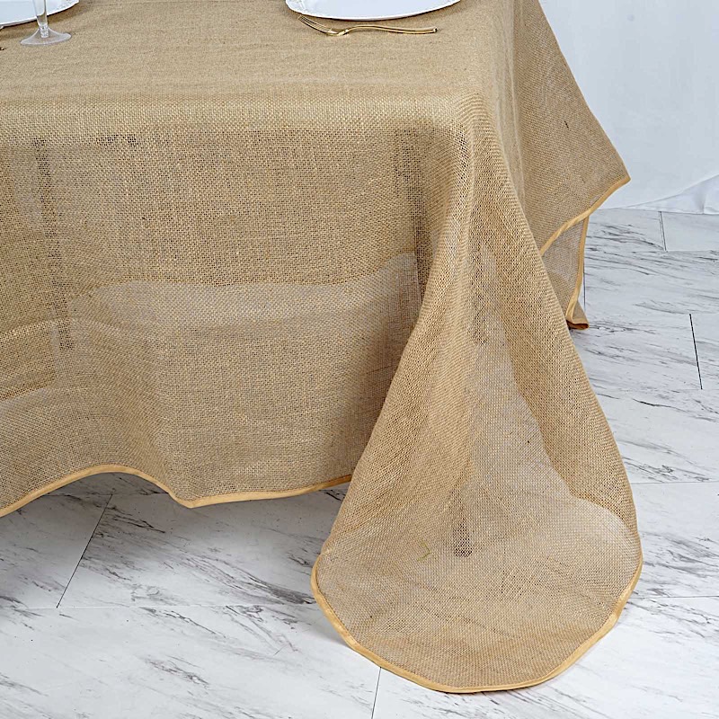 90x90" Natural Brown BURLAP SQUARE TABLE OVERLAY Wedding Party Tradeshow Linens product image view 5