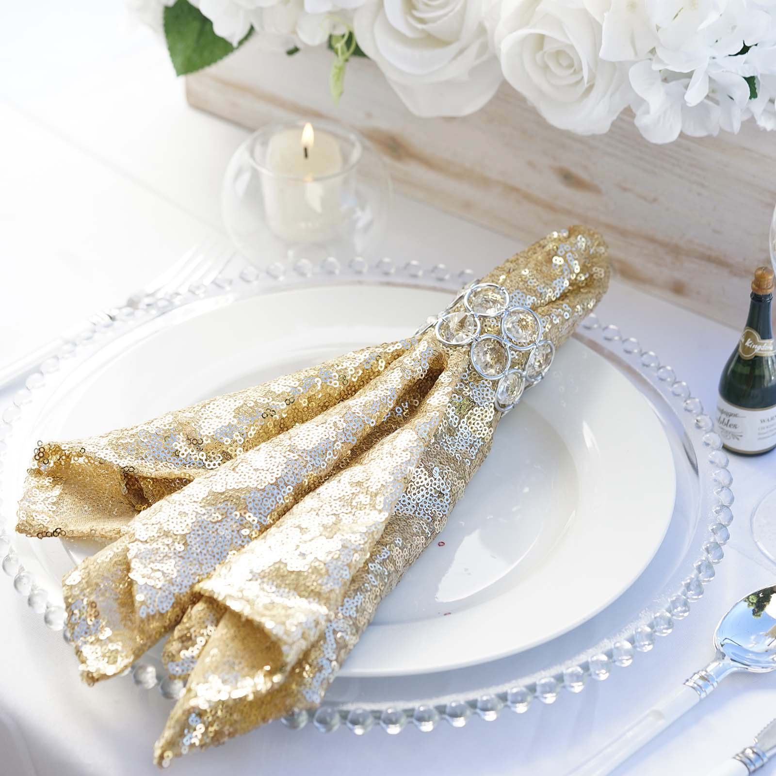 10 pcs 20" SEQUINED NAPKINS Wedding Birthday Dinner Party Table Top Decoratons - Picture 15 of 81