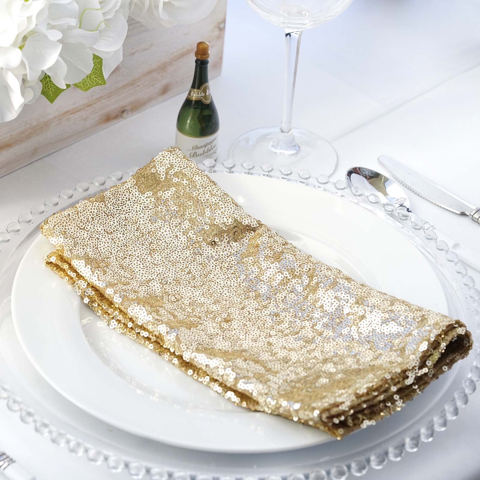 10 pcs 20" SEQUINED NAPKINS Wedding Birthday Dinner Party Table Top Decoratons - Picture 12 of 81
