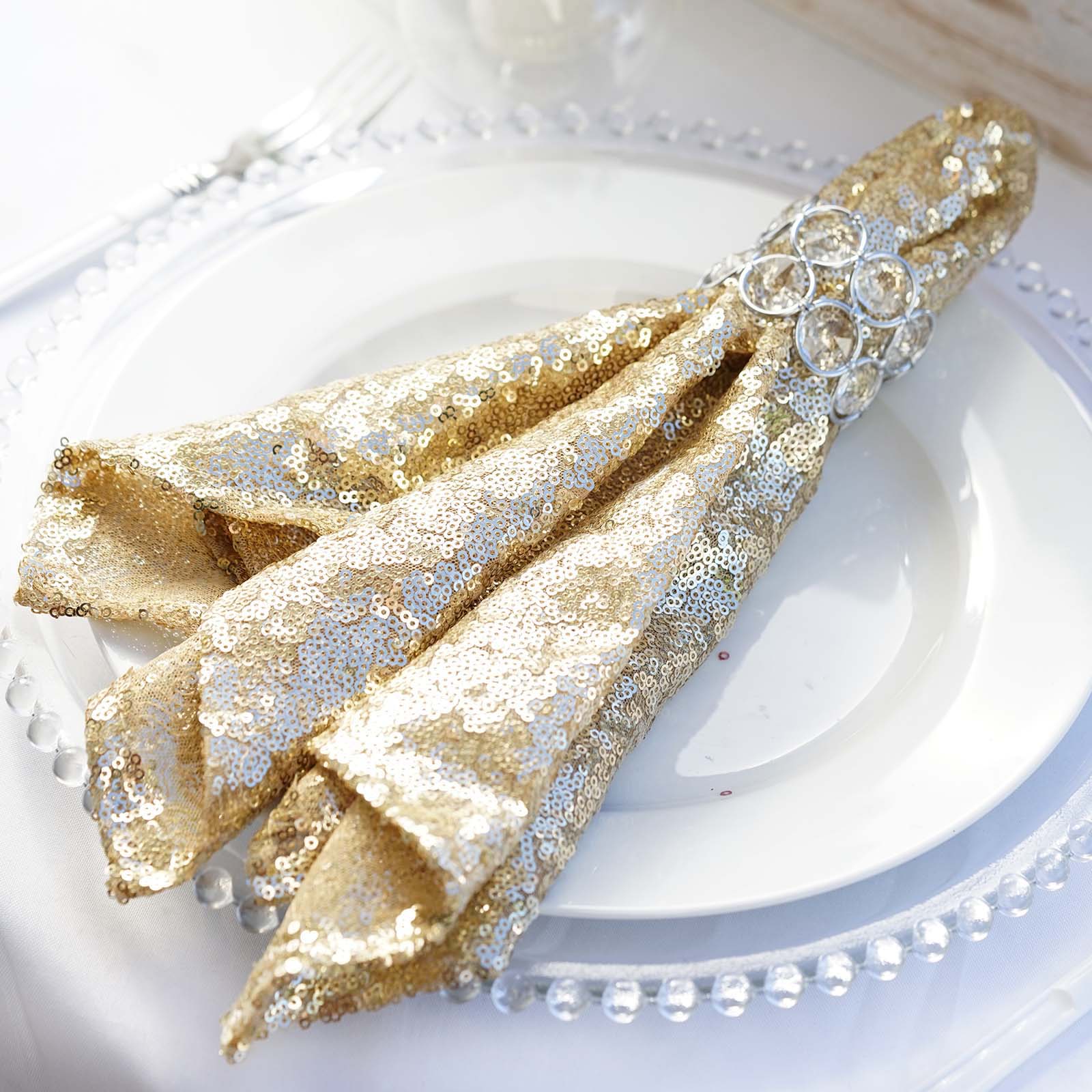 10 pcs 20" SEQUINED NAPKINS Wedding Birthday Dinner Party Table Top Decoratons - Picture 14 of 81