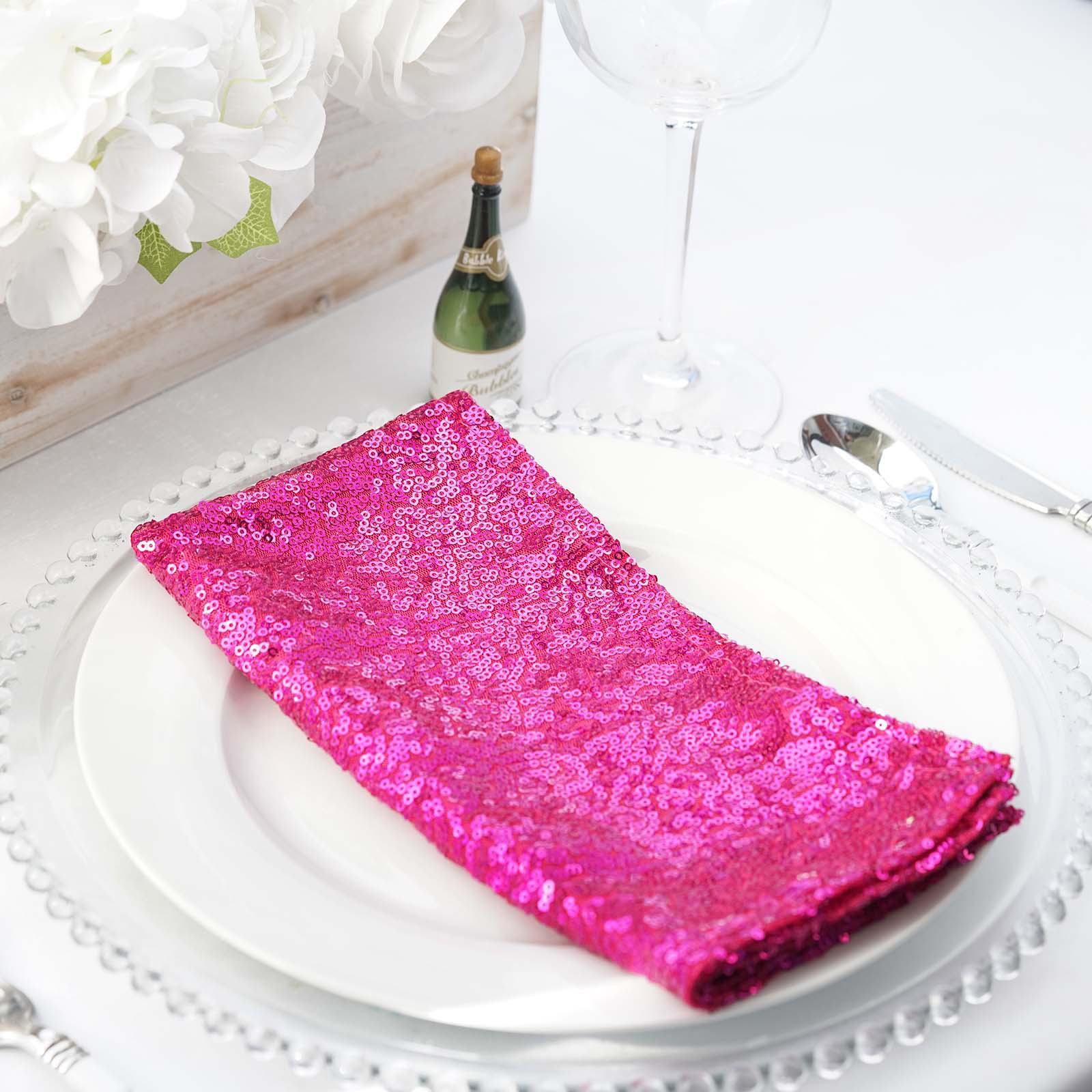10 pcs 20" SEQUINED NAPKINS Wedding Birthday Dinner Party Table Top Decoratons - Picture 25 of 81