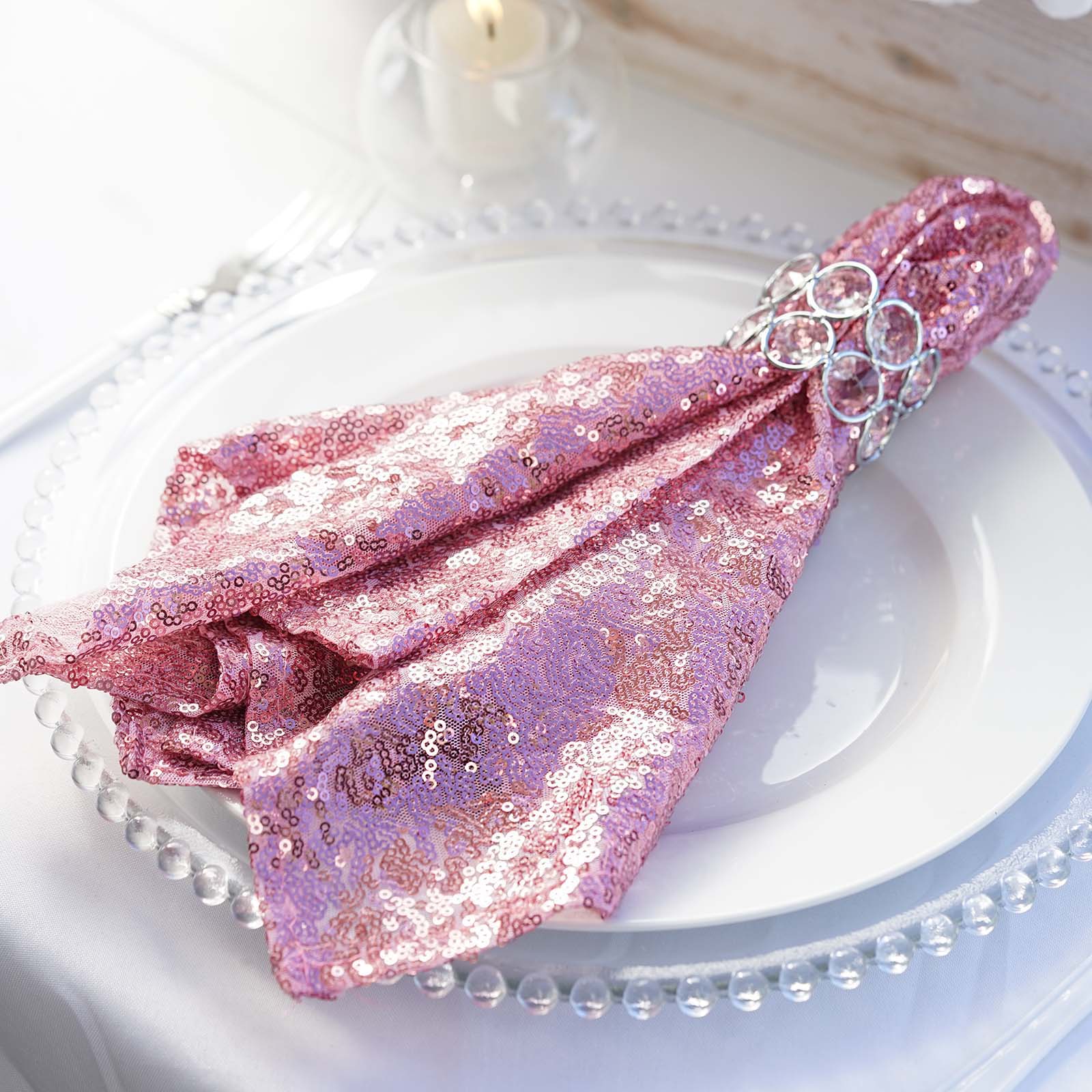 10 pcs 20" SEQUINED NAPKINS Wedding Birthday Dinner Party Table Top Decoratons - Picture 62 of 81