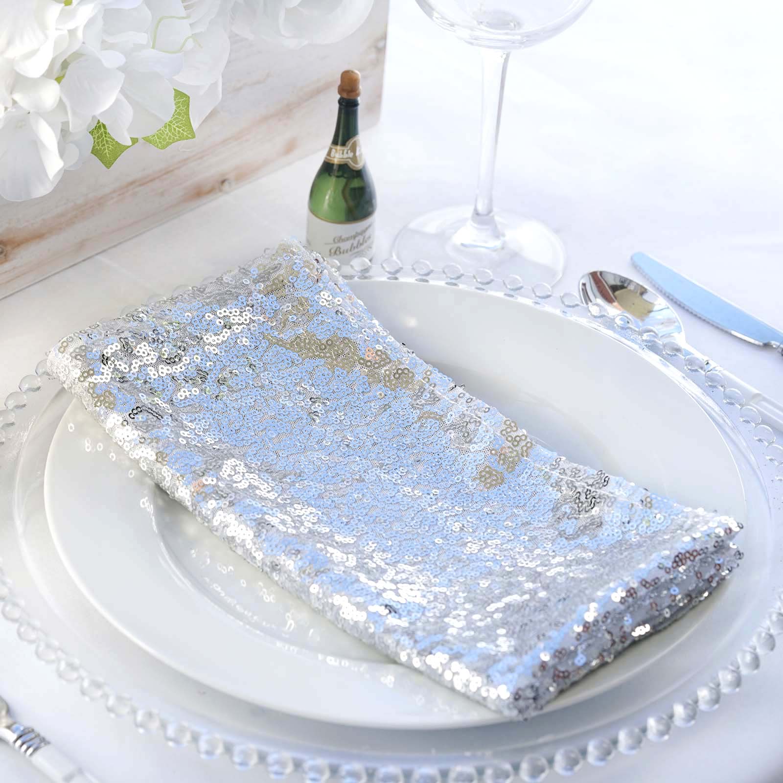 10 pcs 20" SEQUINED NAPKINS Wedding Birthday Dinner Party Table Top Decoratons - Picture 72 of 81