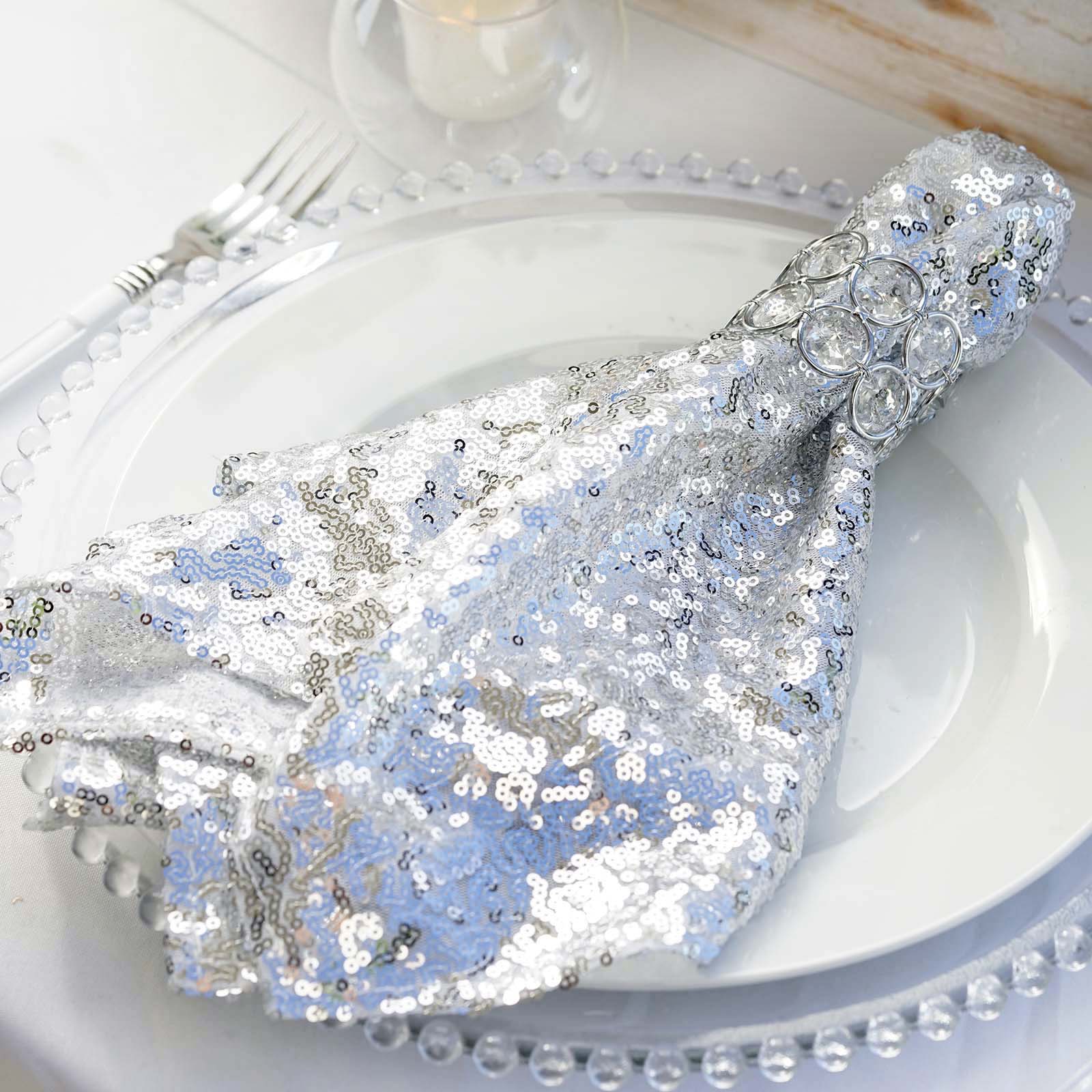 10 pcs 20" SEQUINED NAPKINS Wedding Birthday Dinner Party Table Top Decoratons - Picture 74 of 81