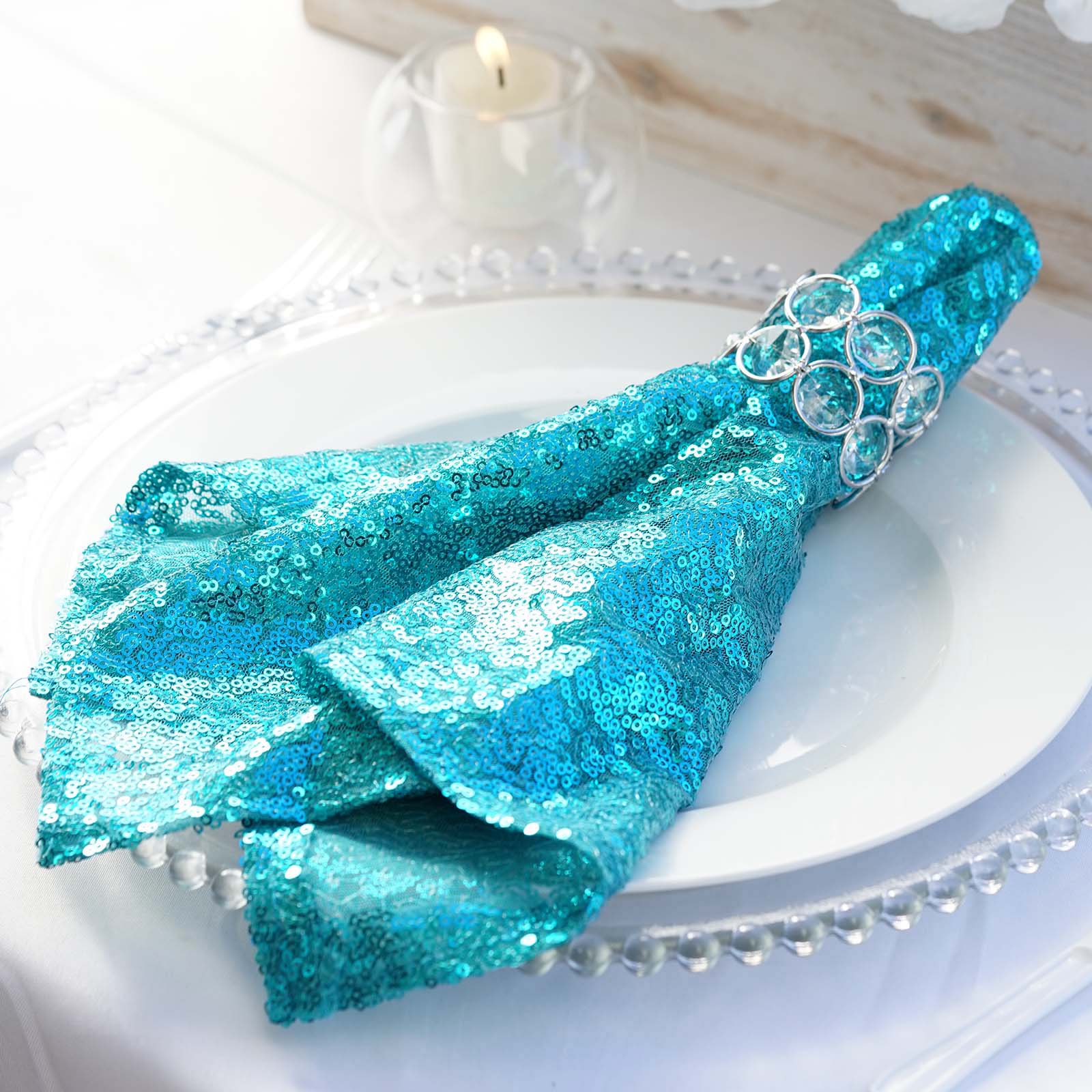 10 pcs 20" SEQUINED NAPKINS Wedding Birthday Dinner Party Table Top Decoratons - Picture 78 of 81