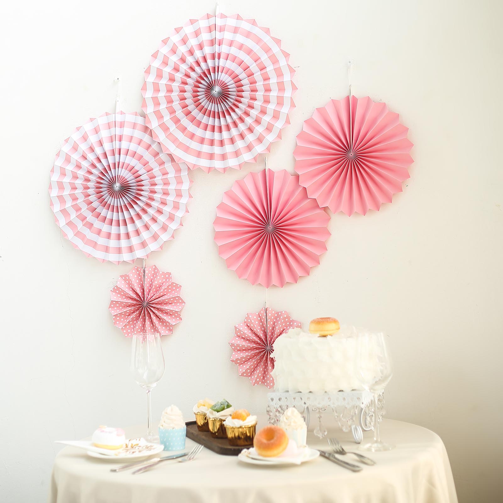 12 pcs Paper Fans Wall Backdrop Wedding Decorations Home Event Party Supplies