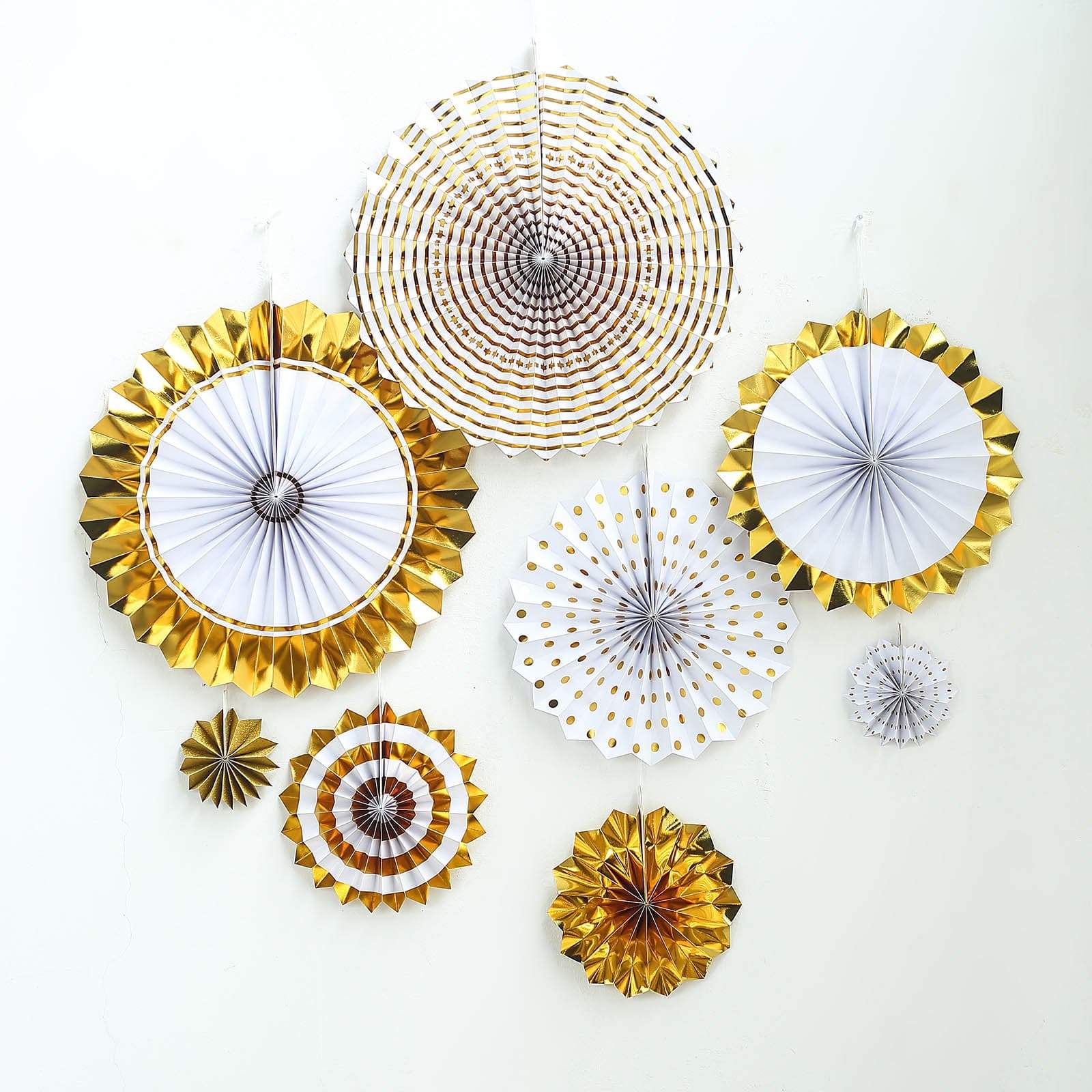 32 pcs Assorted Paper Fans Wall Backdrop Wedding Decorations Event Supplies